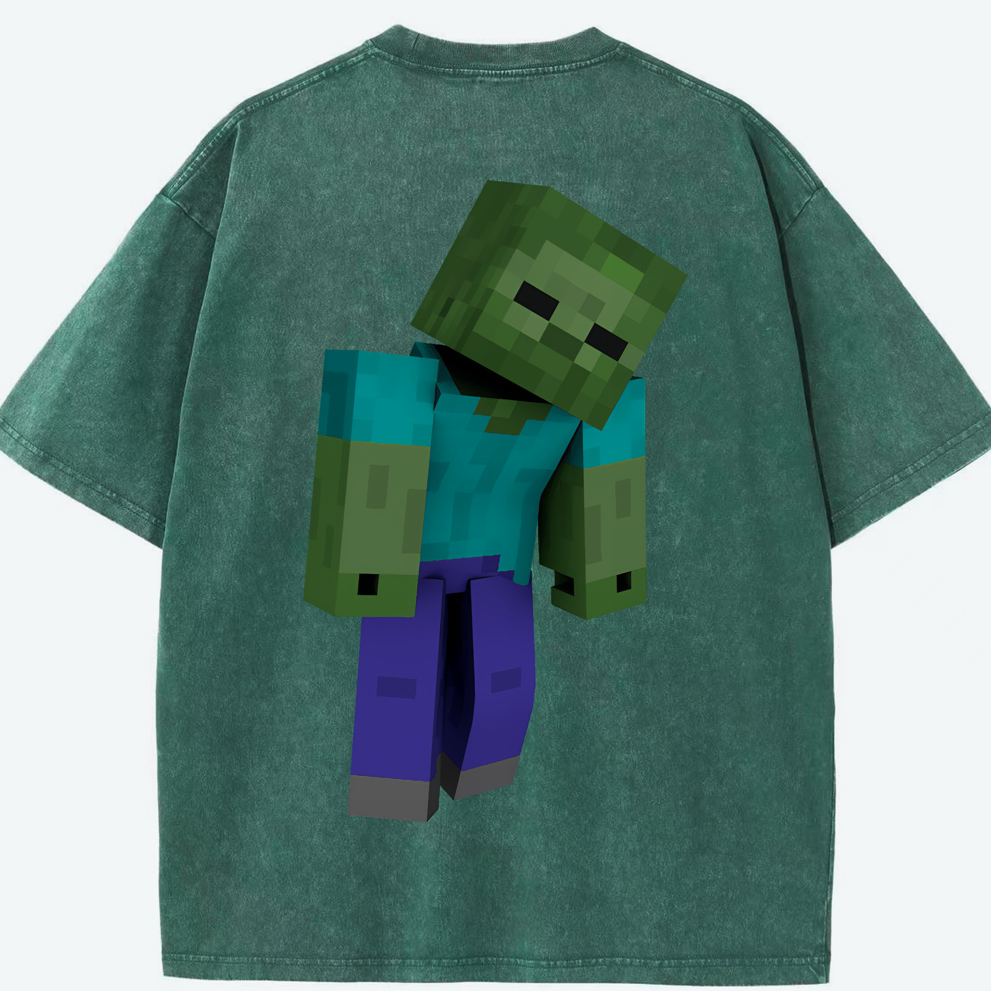 （画像用） マインクラフト ブロックの世界 Minecraft MC Block world 綿100% ヴィンテージ風 半袖Tシャツ（背面プリント）